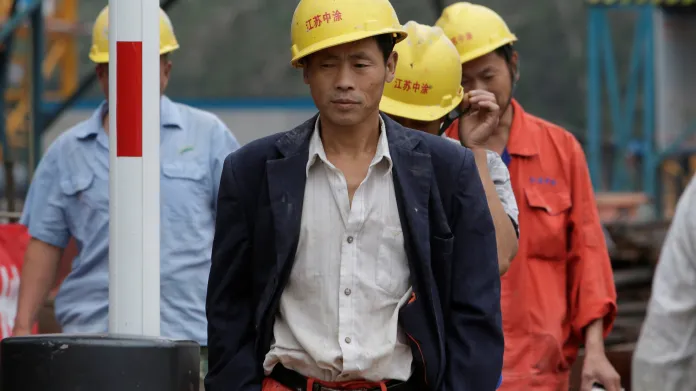 Čínští dělníci na stavbě v Pekingu