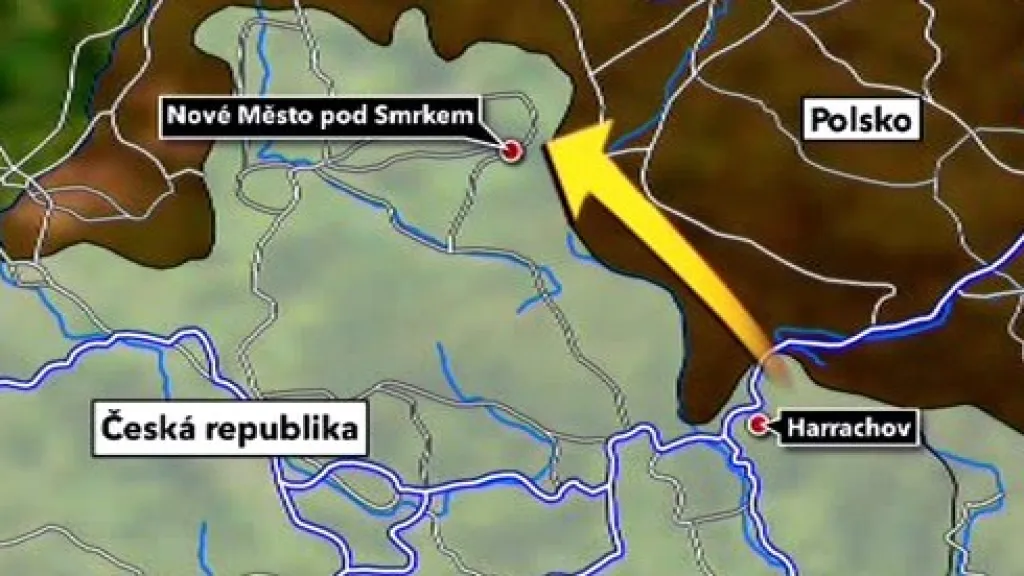 Mapa trasy přes Polsko