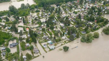 Povodně v Dolních Rakousích nedaleko Vídně
