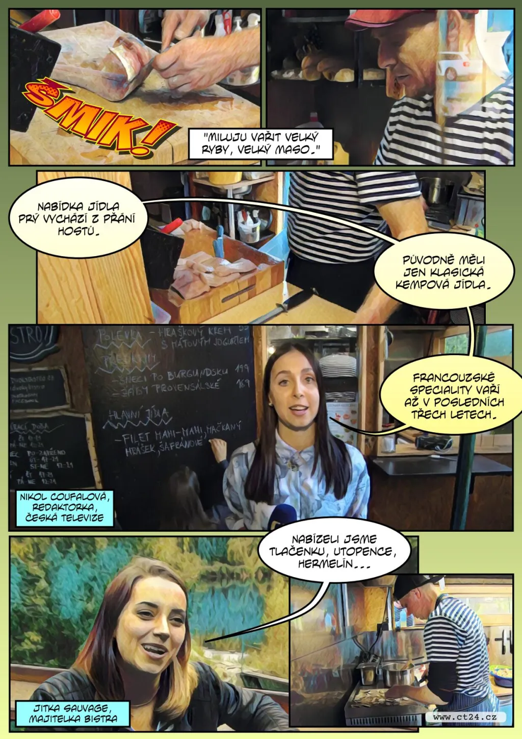 Francouzské speciality v kempu u rybníka