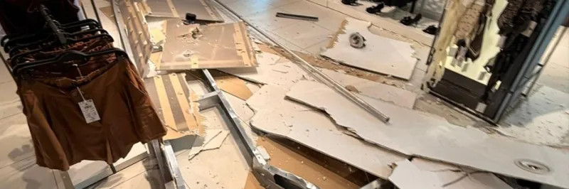 V obchodním domě v Teplicích se zřítil strop, zranil jednu zákaznici