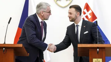 Ministr vnitra Lubomír Metnar (ANO) se slovenským protějškem Matúšem Šutajem Eštokem (Hlas)
