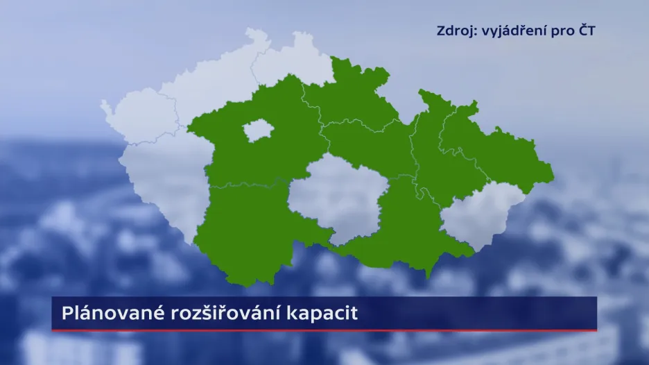 Rozšiřování kapacit v jednotlivých krajích