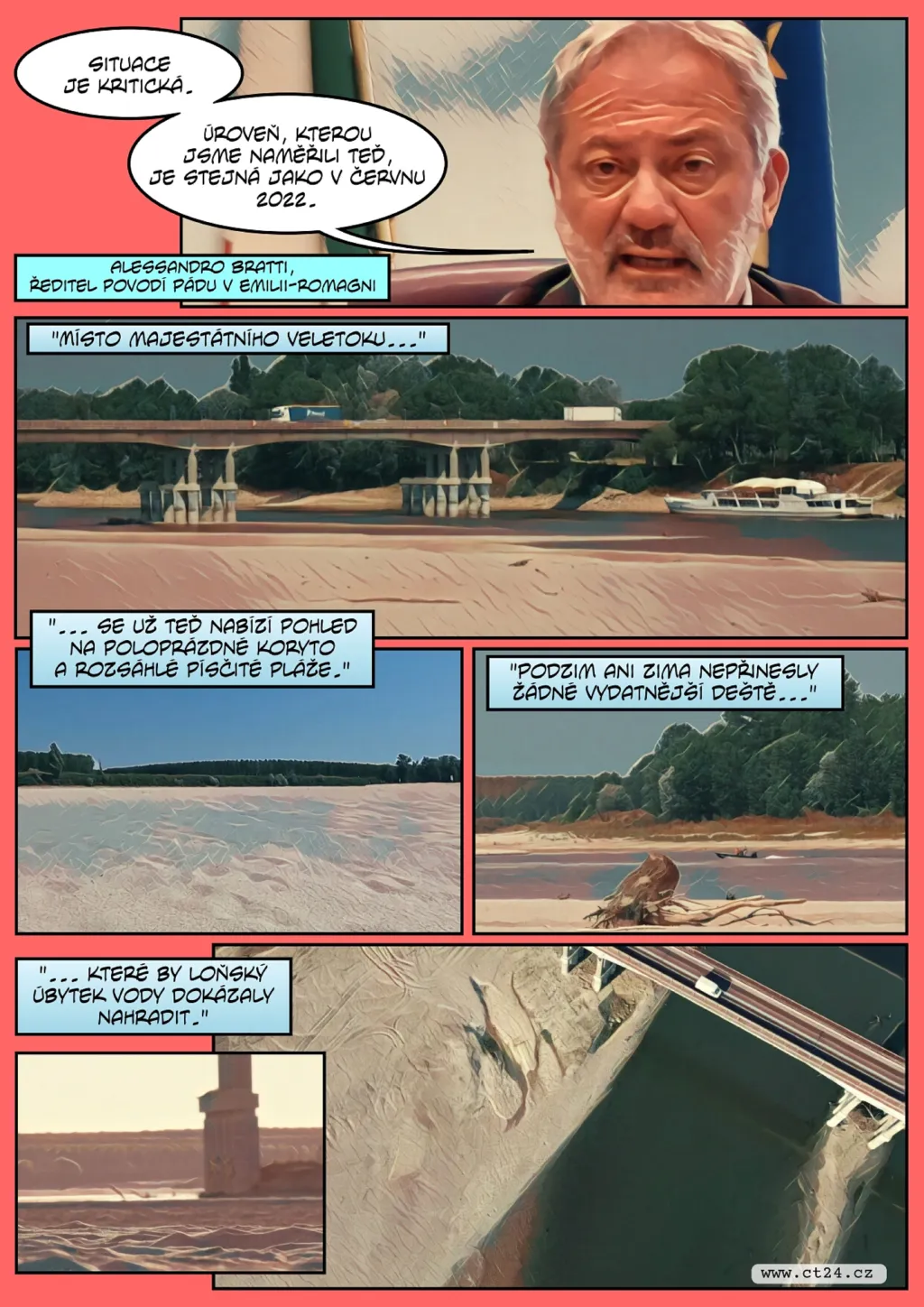 Hladina řeky Pád se snížila