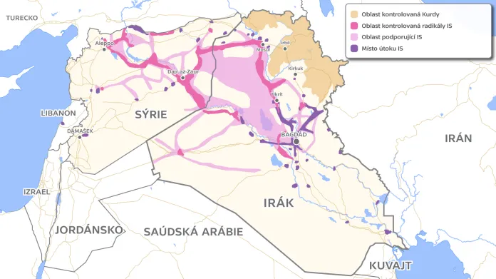 Mapa území ovládaného IS