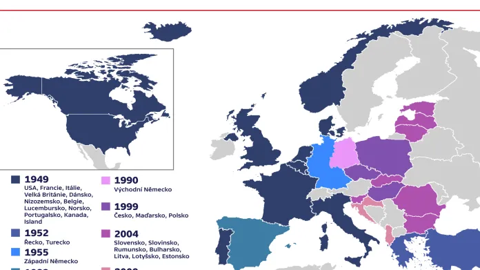Členské státy NATO podle let, kdy se staly členy