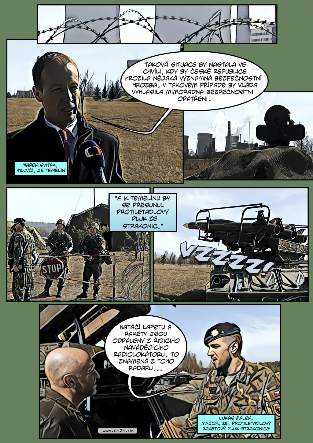 Komiks: Cvičení obrany Temelína