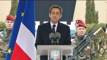 Projev Nicolase Sarkozyho na pohřbu zabitých vojáků v Montaubanu