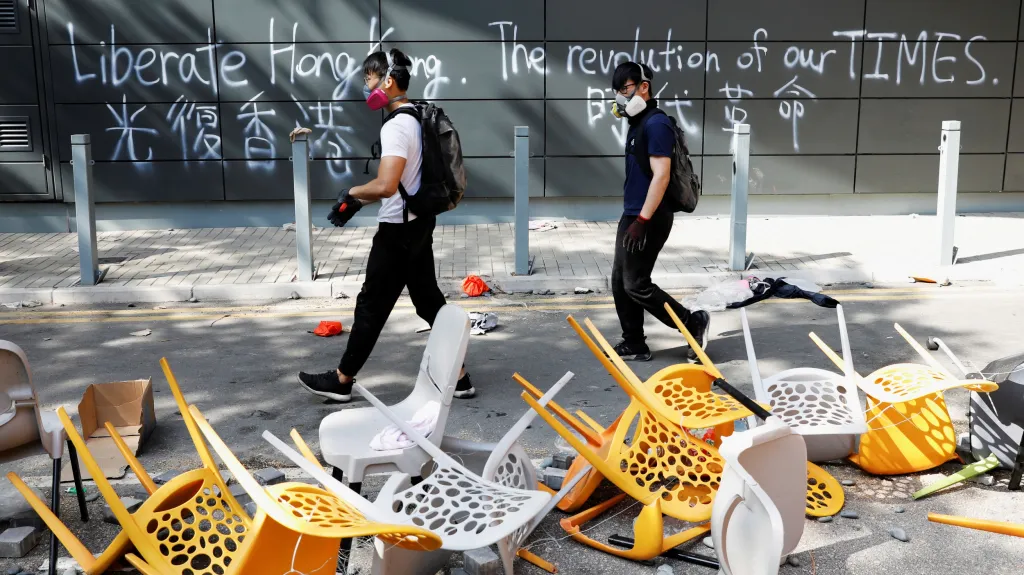Protestující v kampusu hongkongské polytechniky