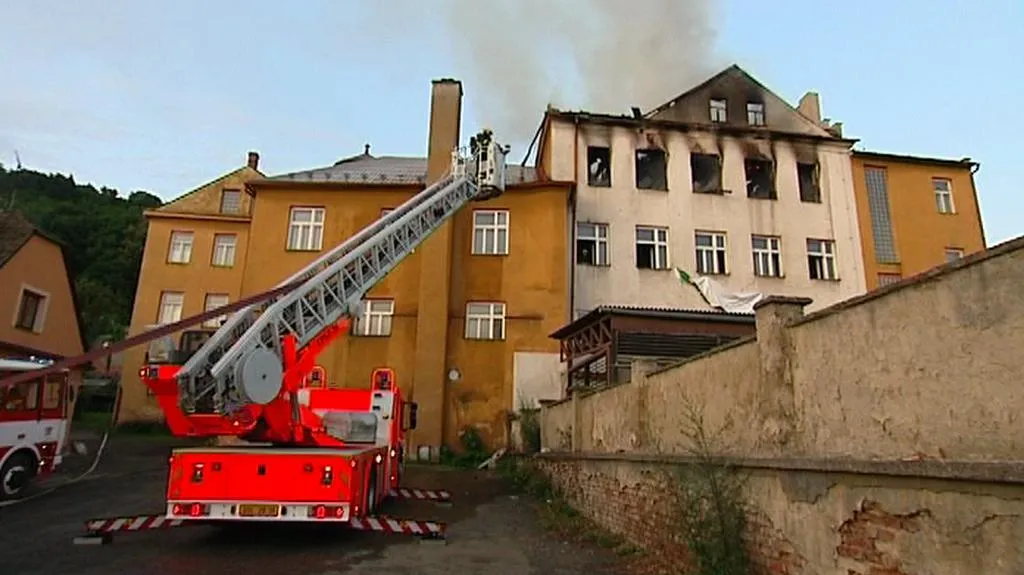 Požár obchodního centra ve Fulneku