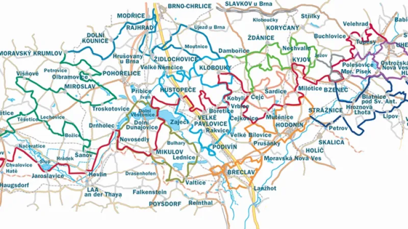 Mapa Moravských vinařských stezek