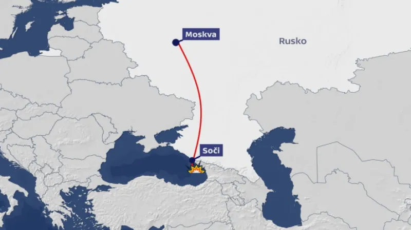 Trasa ruského armádního letounu Tu-154