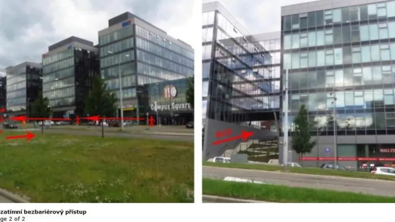 Označené místa, kudy se lidé dostanou do archivu