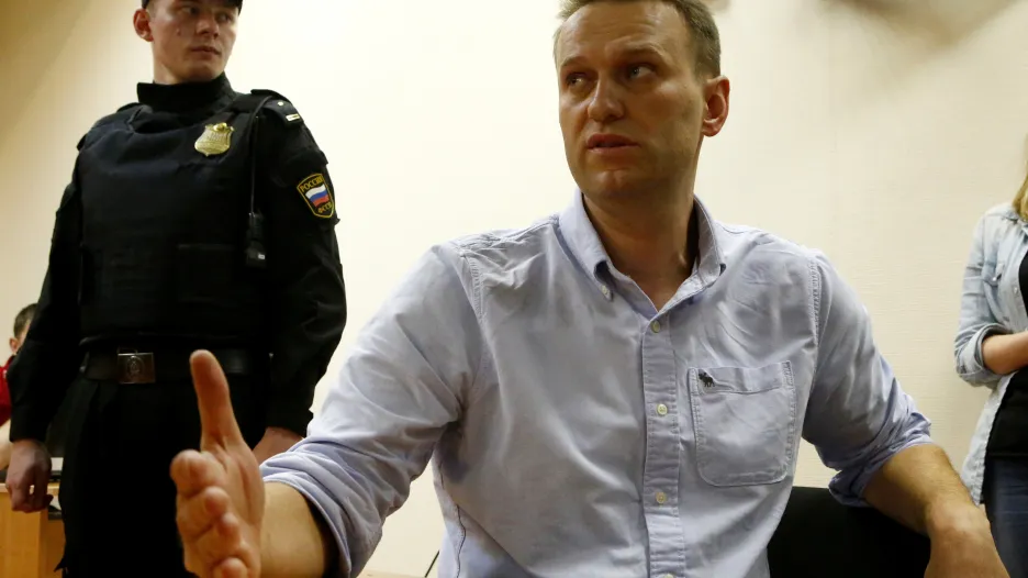 Alexej Navalnyj během slyšení u soudu