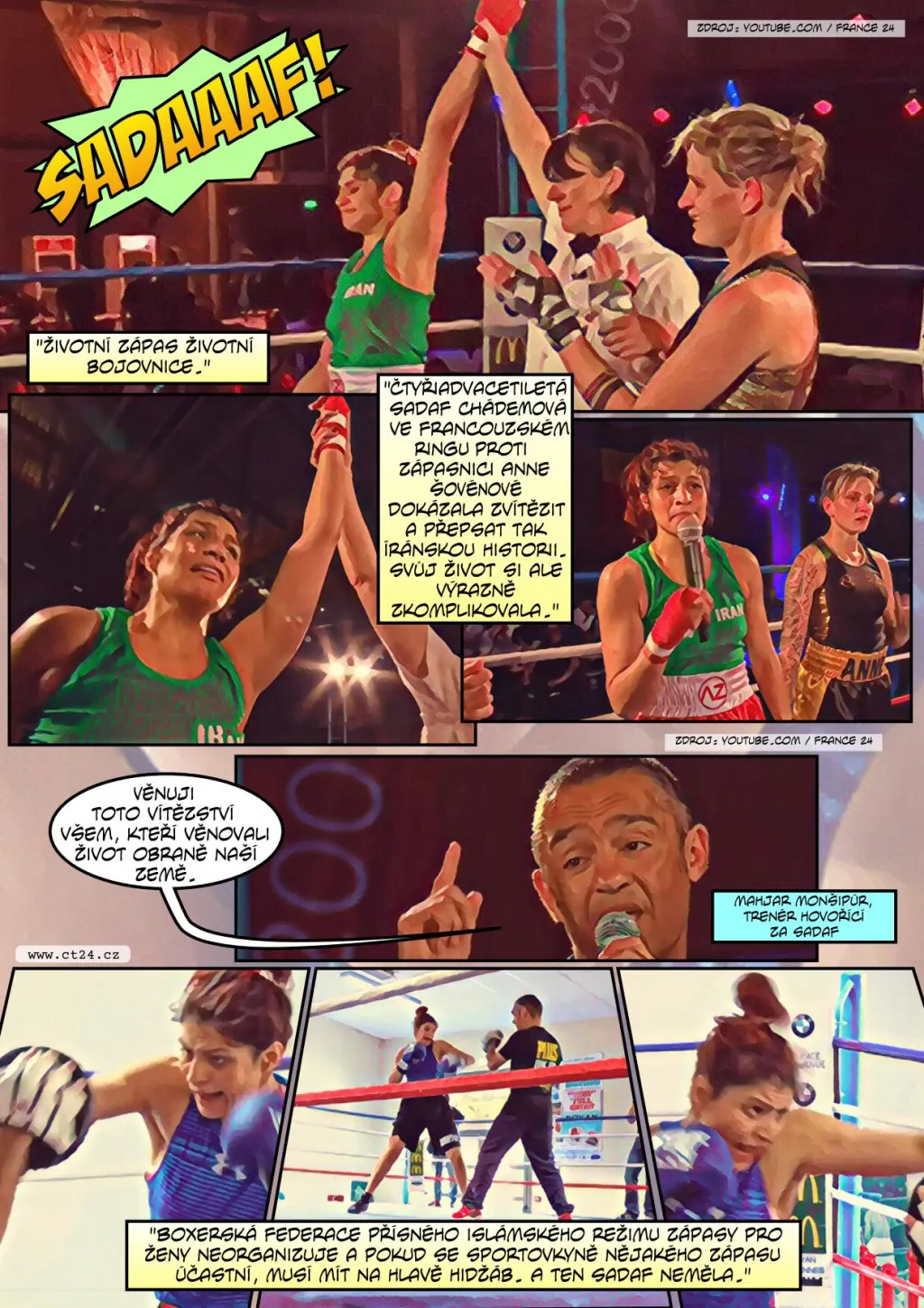 Komiks: Íránské boxerce hrozí vězení