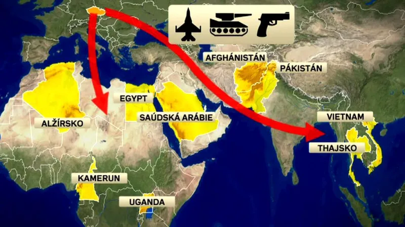 Kam Česko především vyváží zbraně