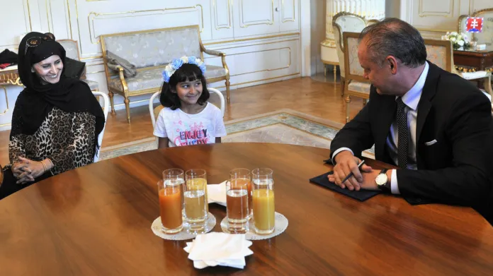 Andrej Kiska při setkání s přijatými běženci