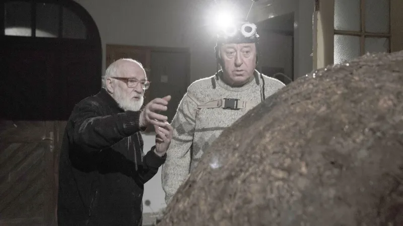 Jan Švankmajer a Jiří Lábus při natáčení