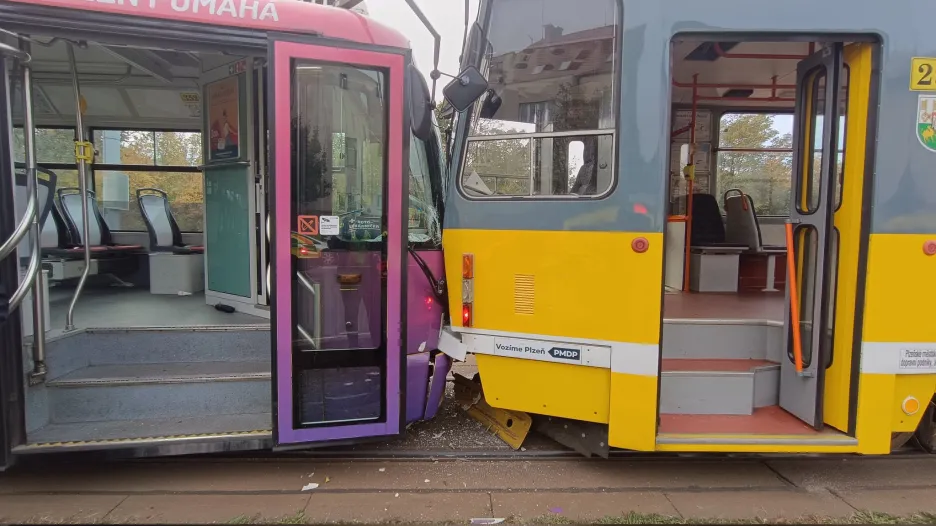 V Plzni došlo ke srážce dvou tramvají