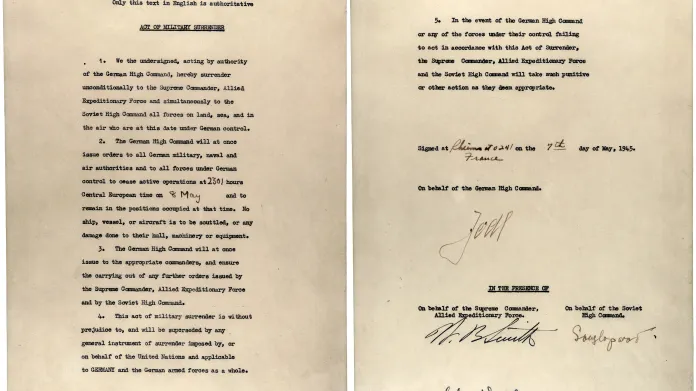 Akt kapitulace podepsaný 7.května v Remeši