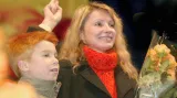 Julija Tymošenková na oslavě svých 44. narozenin v listopadu 2004