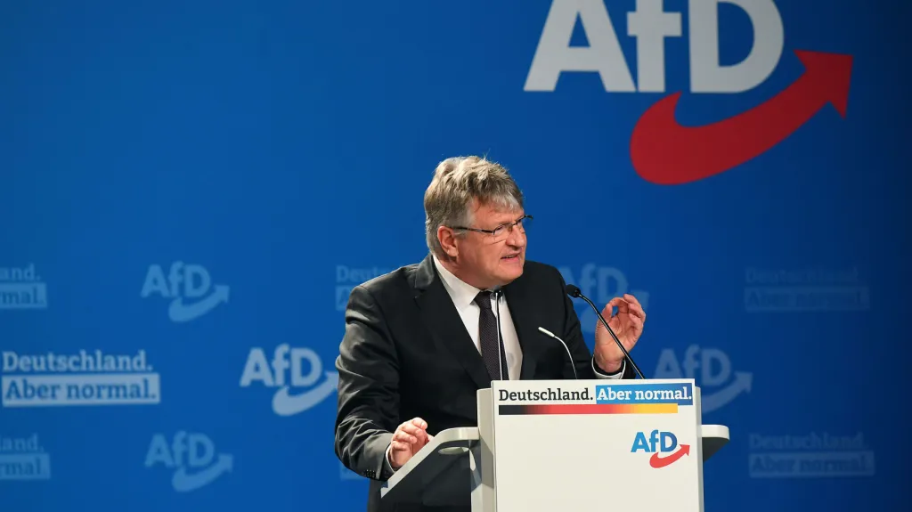 Spolupředseda strany AfD Jörg Meuthen v Drážďanech