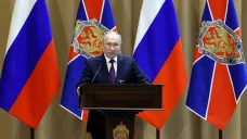 Ruský vůdce Vladimir Putin při projevu na každoroční schůzi s představiteli FSB