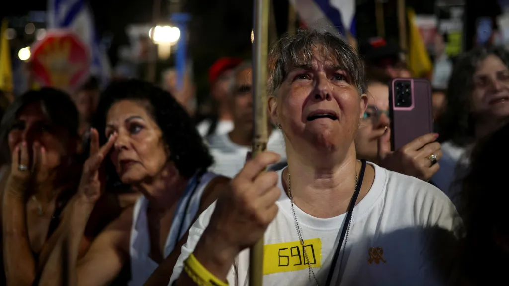 Protest v Izraeli požadující okamžité propuštění rukojmí v Gaze a ukončení války