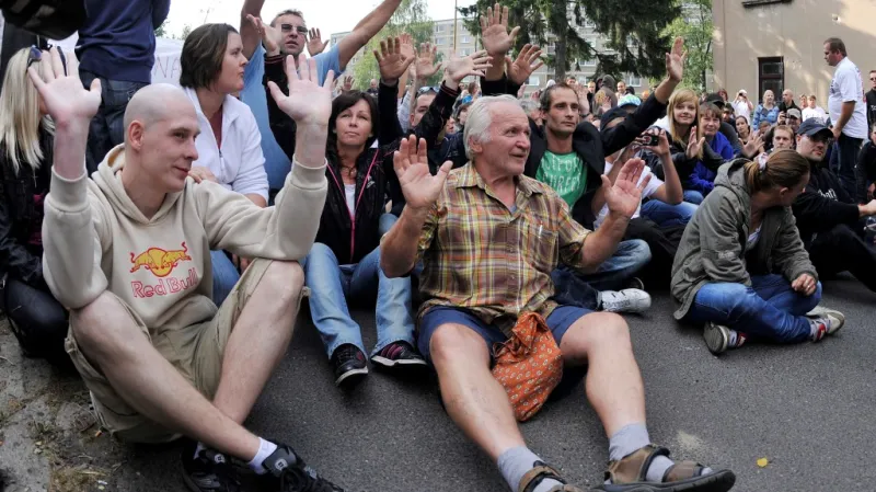 Protiromská demonstrace ve Varnsdorfu