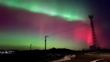 Polární záře u Březové na Zlínsku