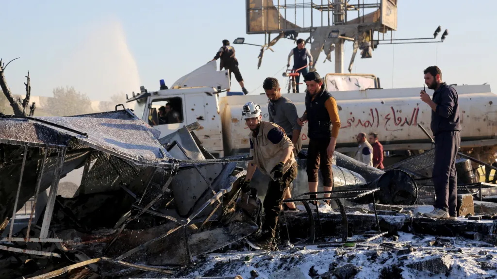 Následky ruského náletu na Idlíb