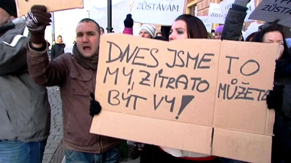 Studenti plzeňských práv protestují
