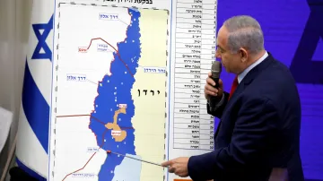 Chvíli před volbami izraelský premiér Benjamin Netanjahu přednesl prohlášení týkající se ochrany hranic v Ramat Ganu kousek od Tel Avivu