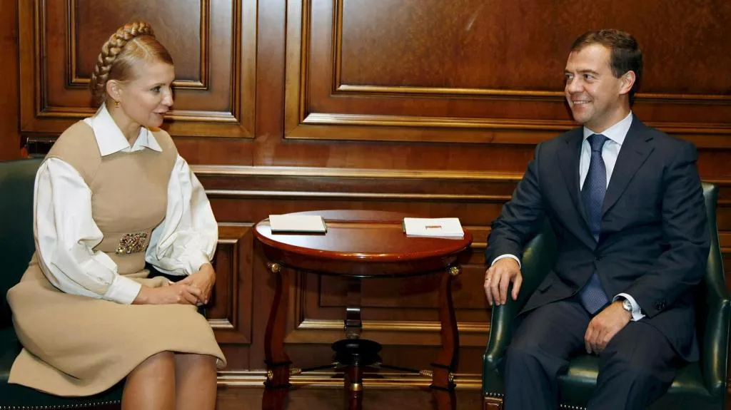 Julija Tymošenková a Dmitrij Medvěděv
