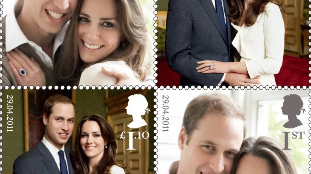 Britská pošta vydala aršík známek s princem Williamem a Kate Middletonovou
