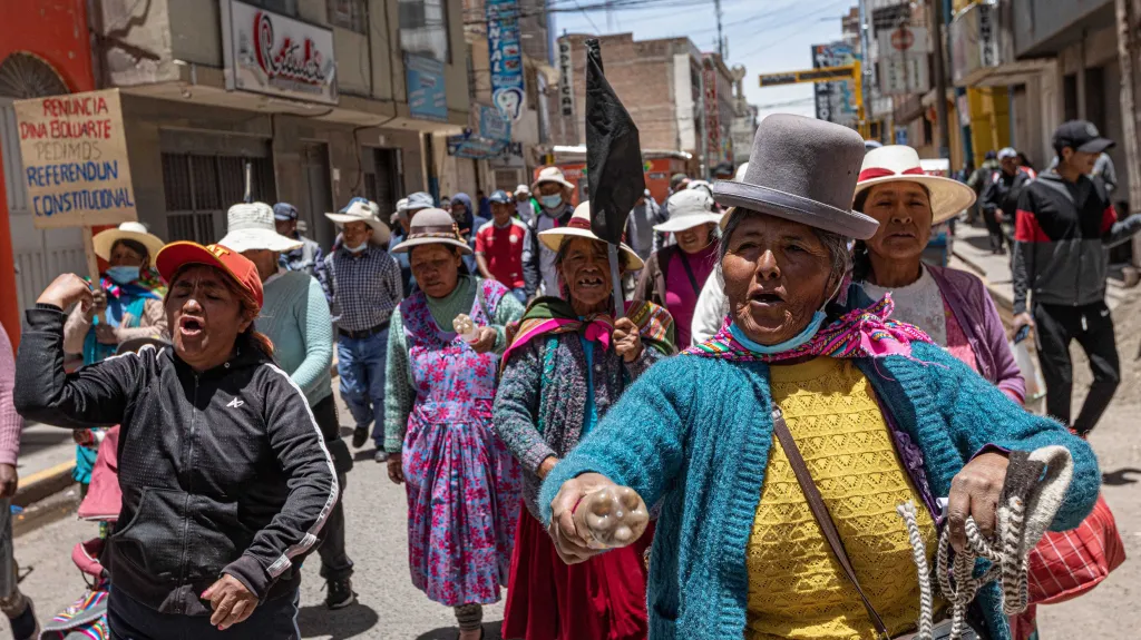Protivládní protest v peruánském městě Juliaca