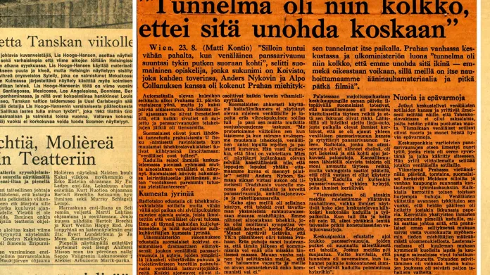 Helsingin Sanomat 24. srpna 1968. Článek o cestě tří mladých Finů do Československa