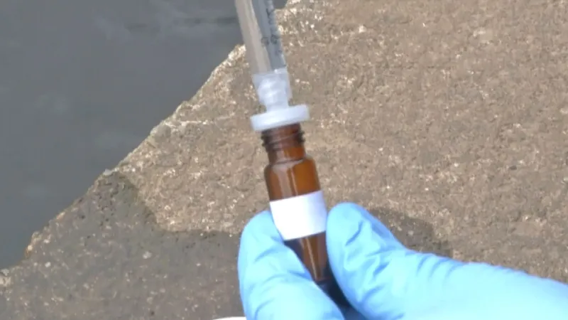 Odběr vzorku vody z řeky