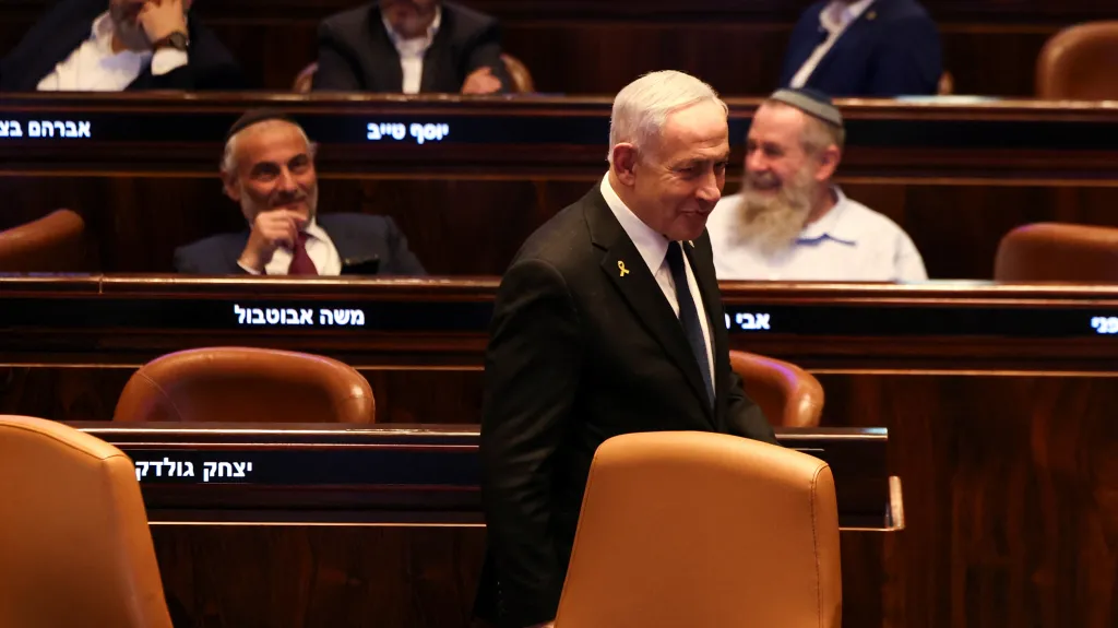 Izraelský premiér Benjamin Netanjahu v Knesetu