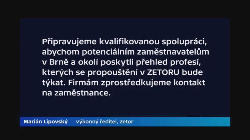 Vyjádření výkonného ředitele Zetoru Mariána Lipovského