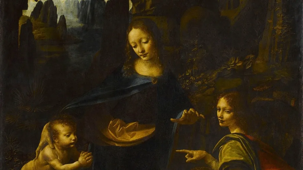 Jedna z verzí Madony ve skalách (detail)