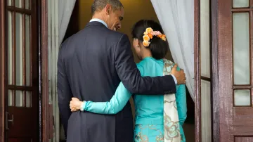 Barack Obama a Su Ťij po společném brífinku
