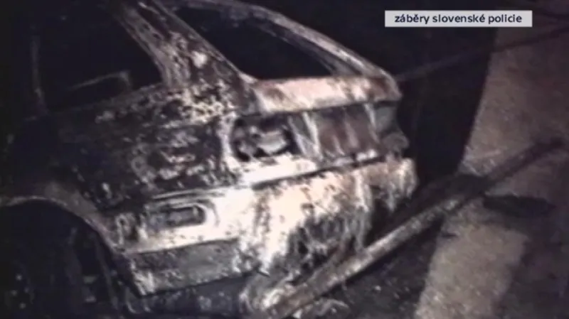 Vůz Roberta Remiáše zničený výbuchem