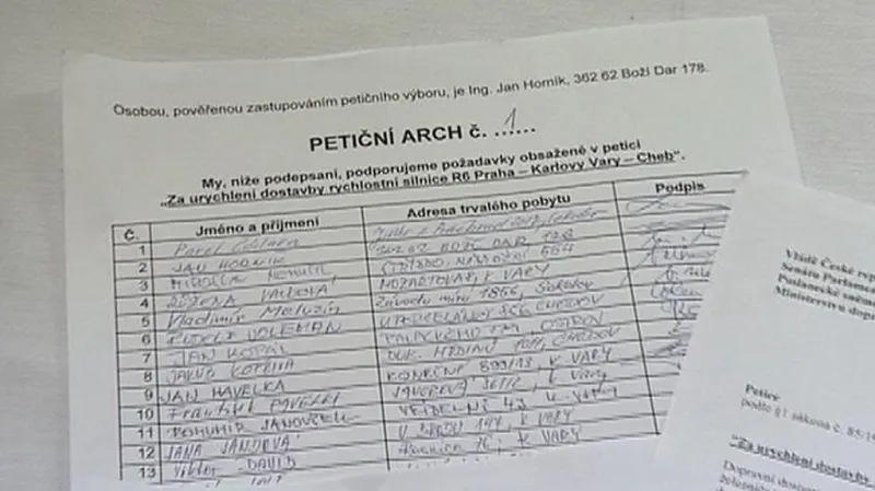 Petice za dostavbu R6