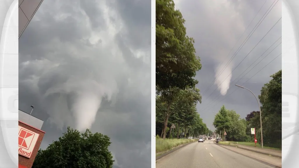 Záběry vzdušného víru nad Hamburkem