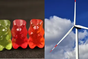 Američané chtějí recyklovat větrné turbíny na gumové medvídky