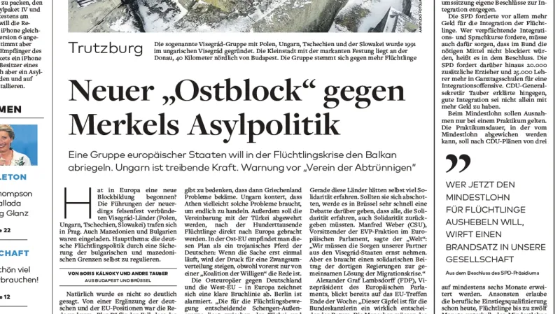 Nový „východní blok“ proti azylové politice Merkelové, píše Die Welt