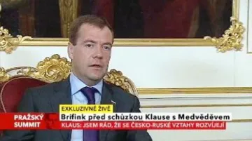 Brífink Dmitrije Medvěděva a Václava Klause