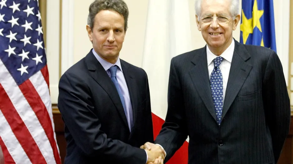 Timothy Geithner a Mario Monti
