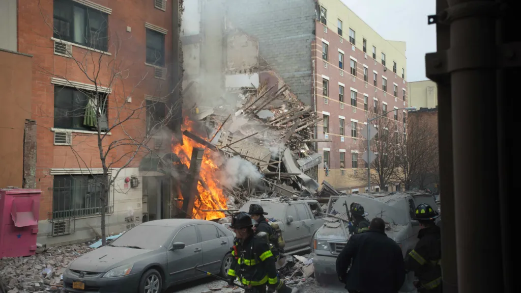 Následky výbuchu v Harlemu
